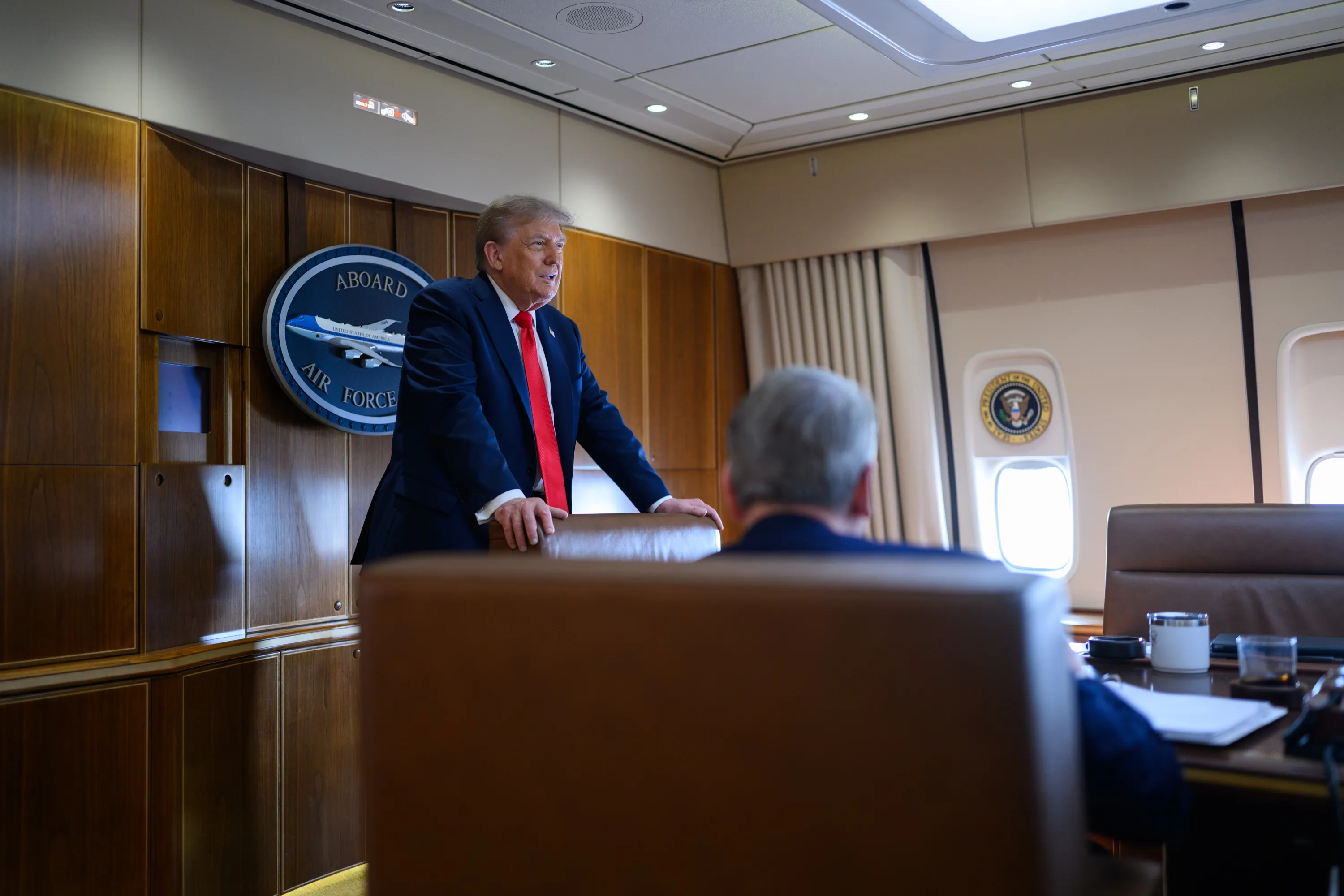 President Trump en route to the 2025 Anchorage summit with Putin