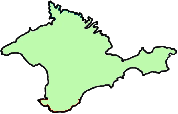 Map showing the Crimean Peninsula attached by land to Ukraine