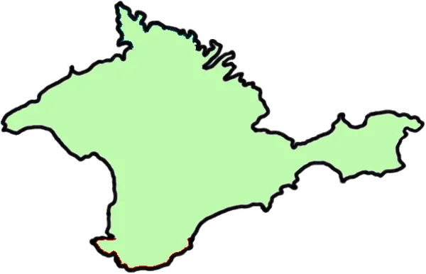 Map showing the Crimean Peninsula attached by land to Ukraine