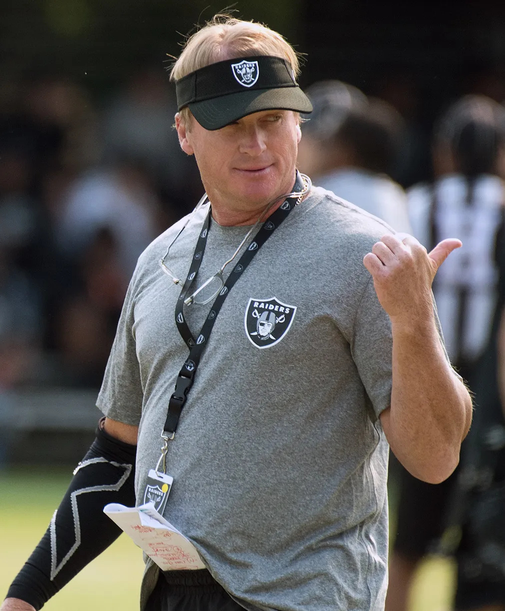 Jon Gruden at Oakland Raiders training, 2018