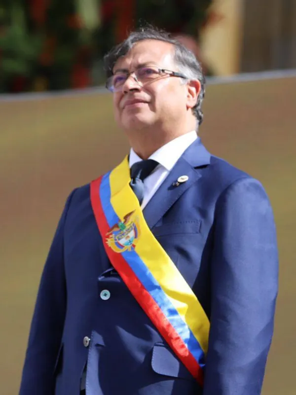 Colombian President Gustavo Petro wearing the presidential sash.