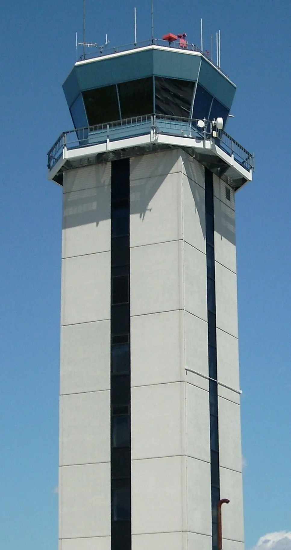 FAA air traffic control tower at Bedford-Hanscom airport.
