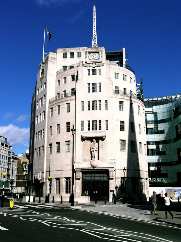 Exterior of BBC Broadcasting House in London, headquarters of the BBC.