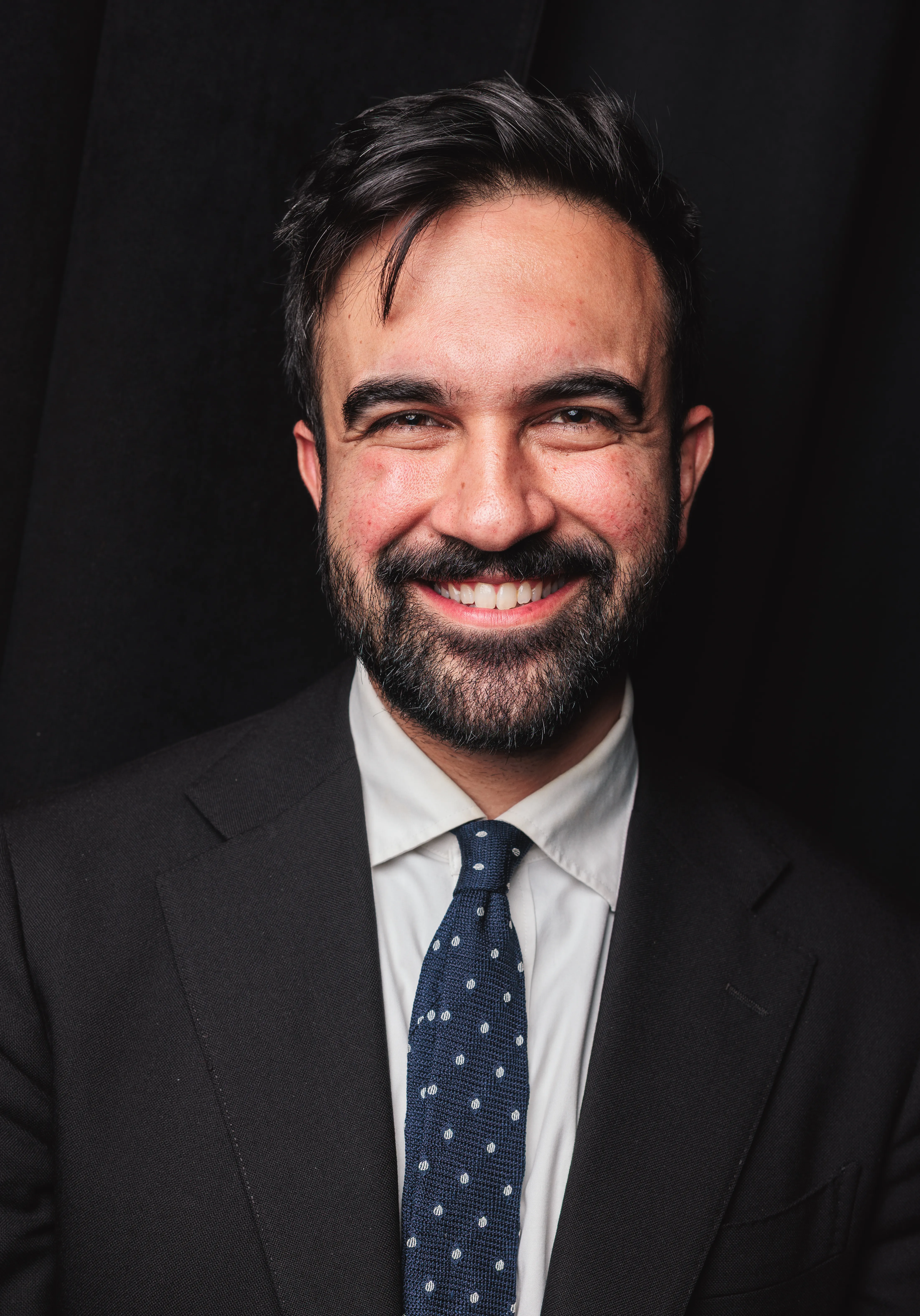 Portrait of Zohran Mamdani, New York City mayor-elect.