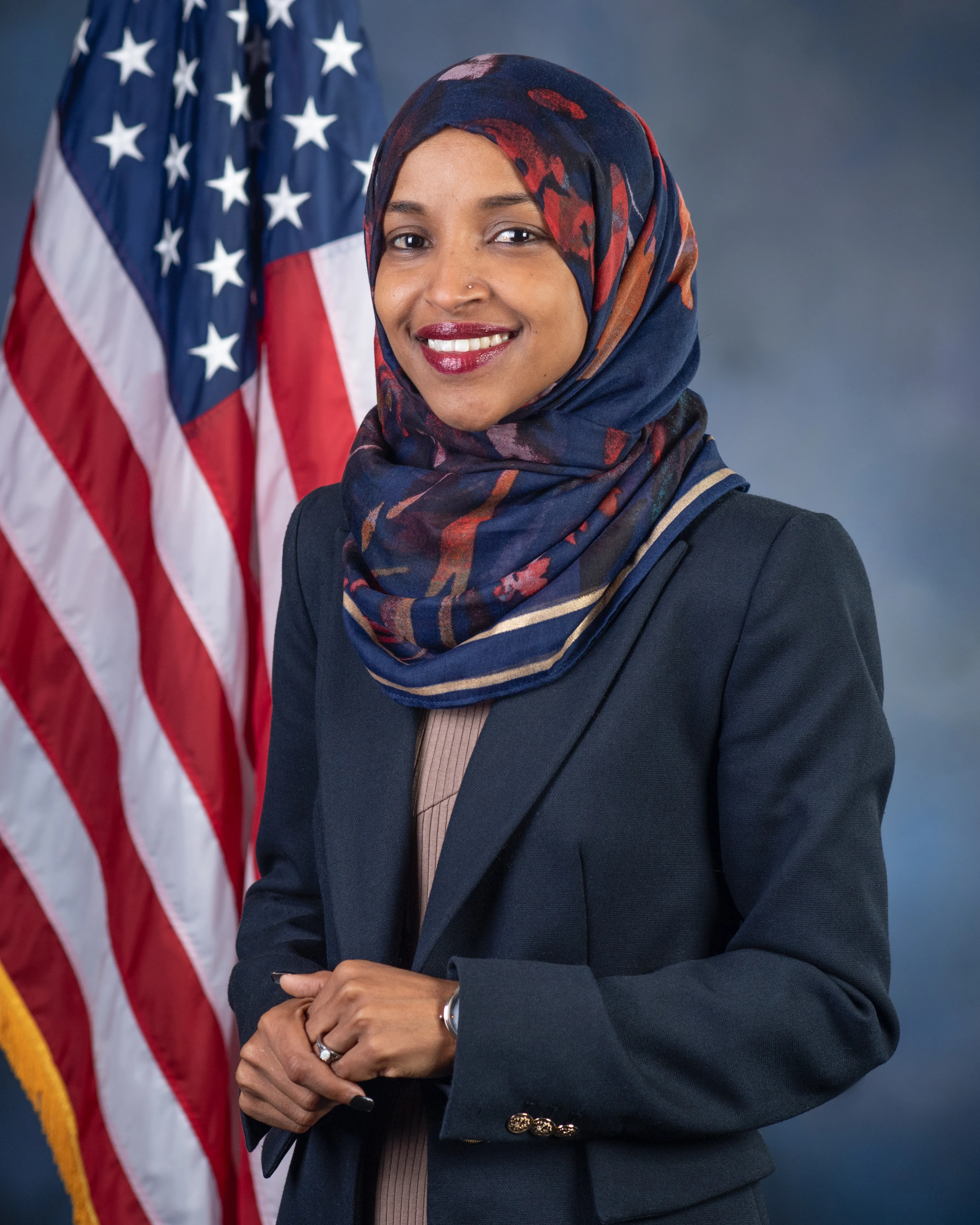 Official congressional portrait of Representative Ilhan Omar