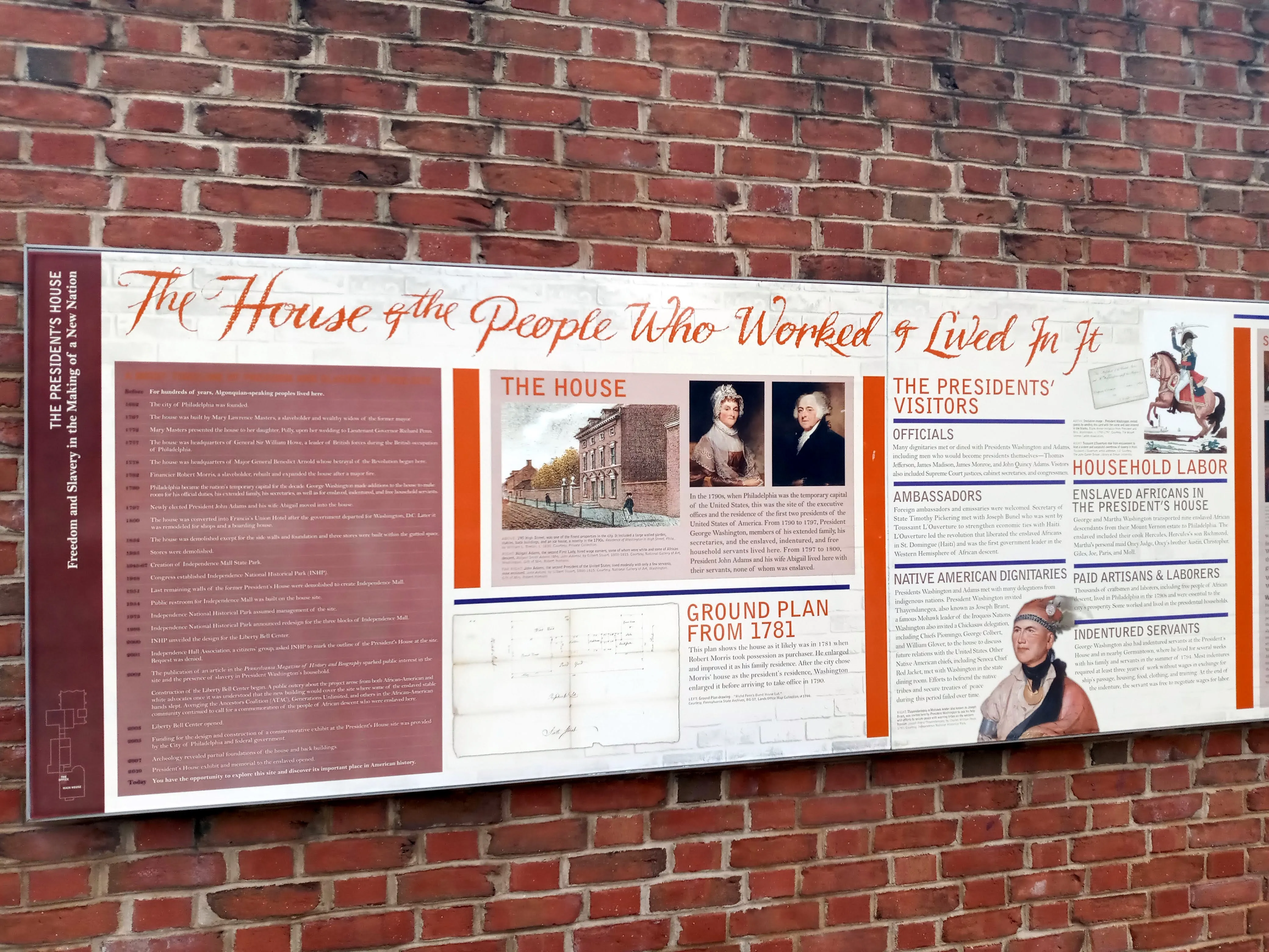An exhibit panel on slavery at the President's House Site in Philadelphia