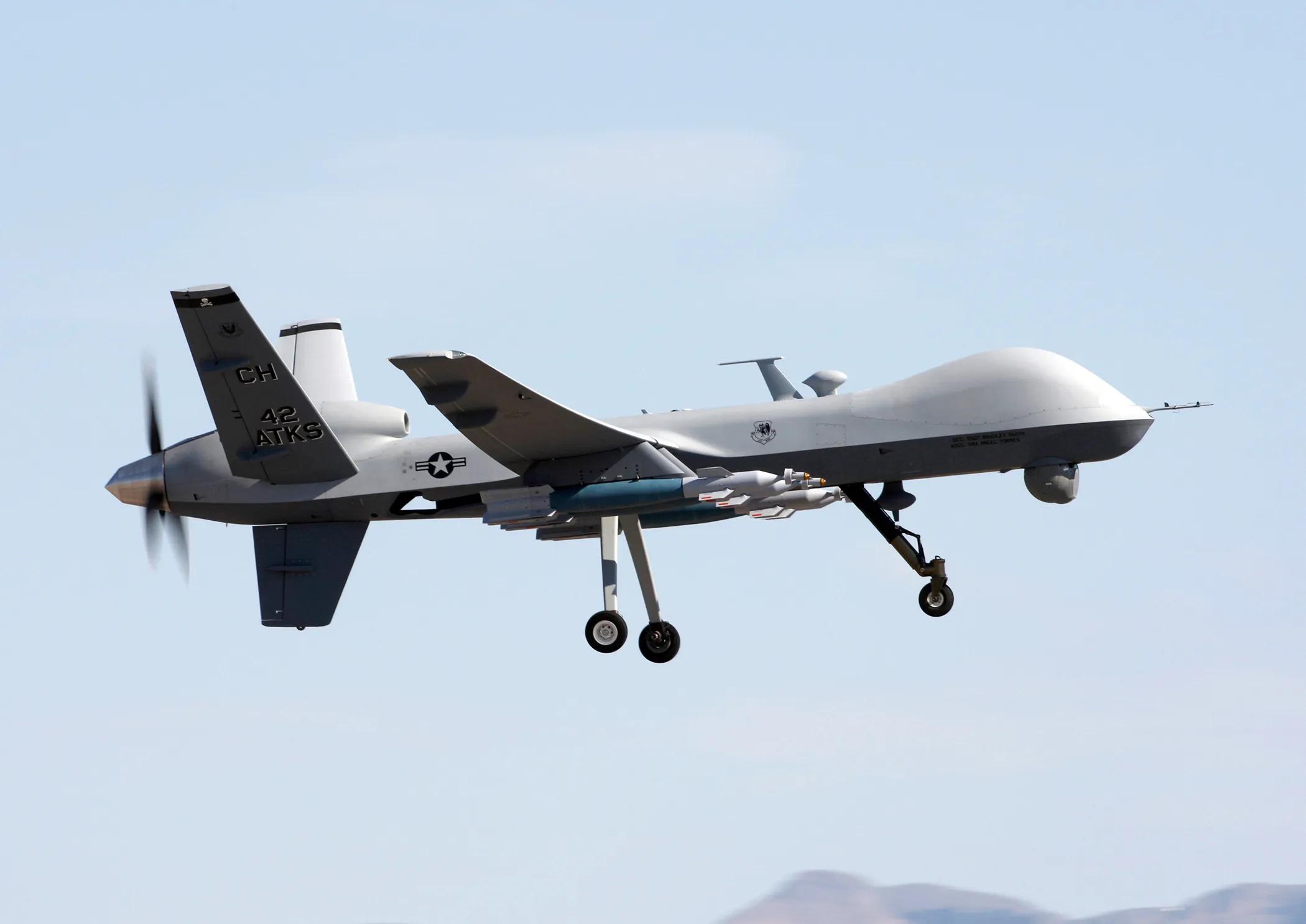 An MQ-9 Reaper drone, the same type CBP operates as the Predator B, in flight