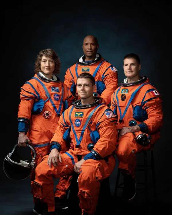Artemis II crew portrait: Jeremy Hansen, Victor Glover, Reid Wiseman, and Christina Hammock Koch.